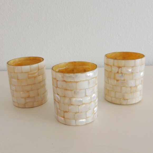 Round Shell Style Votive Holders - Set of 3 - Picture 1 of 4